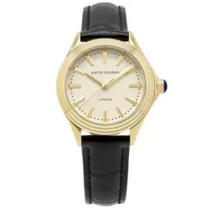 Ladies Jasper Conran London 32mm Watch with a Champagne Dial and a Black Leather strap