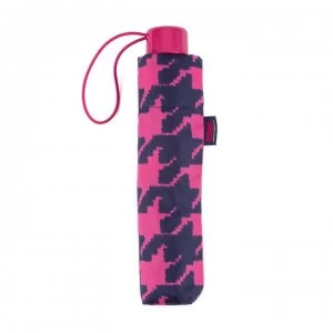 Totes Super Mini Dog Tooth Umbrella - Pink/Navy DT
