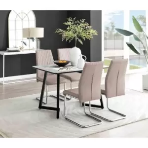 Furniture Box Carson White Marble Effect Dining Table and 4 Cappuccino Lorenzo Chairs
