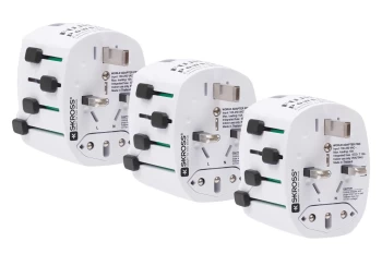 Fujifilm PowerSafe Earthed World Travel Adapter - White, Triple Pack