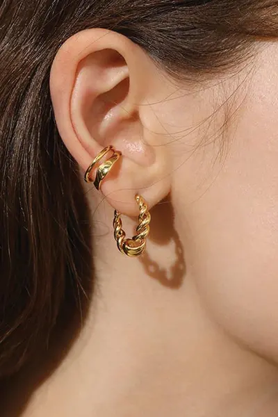 Elk & Bloom Chunky 18K Thick Gold Hoops Gold