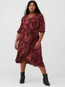 Oasis Curve Snake Print Wrap Dress - Multi/Red