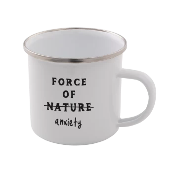 Force Of Nature. Anxiety Enamel Mug - White