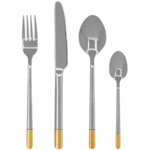 Avie 16pc Gold and Silver Finish Cutlery Set - Premier Housewares