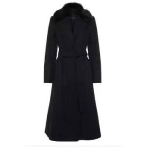 French Connection Amalia Faux Fur Detachable Collar Coat - Black