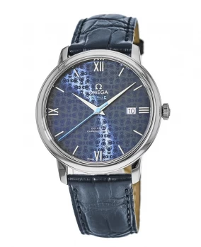 Omega De Ville Prestige Co-Axial 39.5mm Blue Dial Leather Strap Orbis Mens Watch 424.13.40.20.03.003 424.13.40.20.03.003