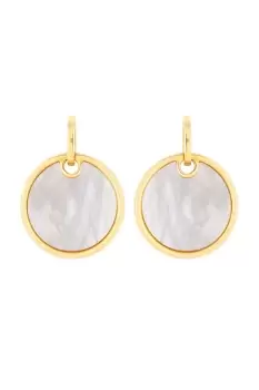 Gold Plated Mother of Pearl Disk Drop Earrings