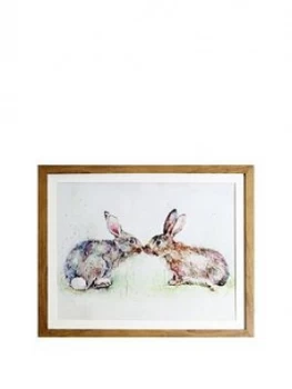 Arthouse Kissing Rabbits Framed Print
