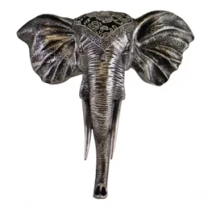 Silver Resin Elephant Head Wall Hanging Decoration