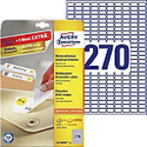 AVERY Mini Multipurpose Labels L4730REV-25 A4 White Self Adhesive 17.8 x 10 mm 25 Sheets of 270 Labels
