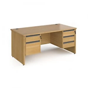 Dams International Straight Desk with Oak Coloured MFC Top and Graphite Frame Panel Legs and Two & Three Lockable Drawer Pedestals Contract 25 1600 x