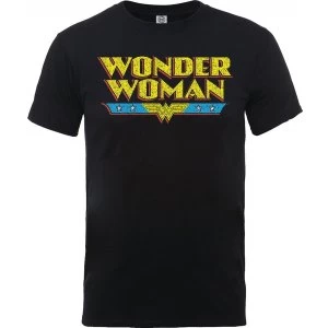 DC Comics - Wonder Woman Logo Crackle Mens X-Large T-Shirt - Black