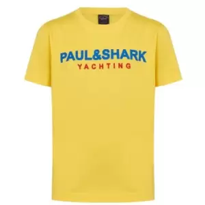 Paul And Shark Logo Crew T-Shirt - Yellow