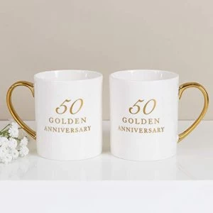 Amore By Juliana Set of 2 China Mugs - 50th Anniversary
