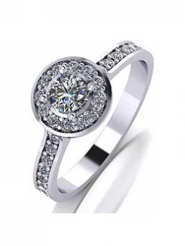 Love Diamond Platinum 1/2Ct Diamond Solitaire Halo Ring