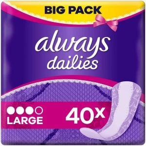 Always Dailies Panty Liners Large 40 pack