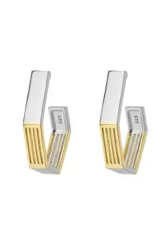 Geo Cage Design Open Hoop Earrings with Yellow Gold Plating