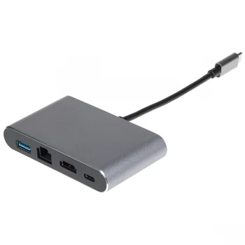 Nikkai USB Type-C to Multi-Port USB-A 3.0 / HDMI / RJ45 / USB-C Docking Station - Silver