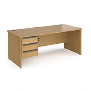 Dams International Straight Desk with Oak Coloured MFC Top and Graphite Frame Panel Legs and 3 Lockable Drawer Pedestal Contract 25 1800 x 800 x 725mm