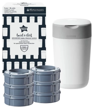 Tommee Tippee Twist & Click Nappy Bin and 6 Refills