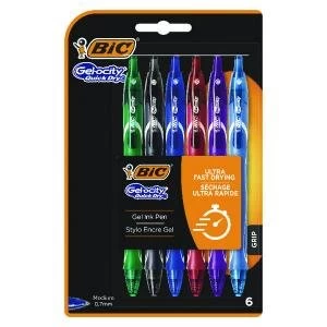 Bic Gel-ocity Quick Dry Gel Pen Assorted Pack of 6 964769