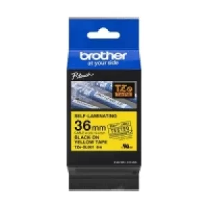 Brother TZE-SL661 P-touch Black On Yellow Self-Laminating Labelling Tape 36mm x 8m (Original)
