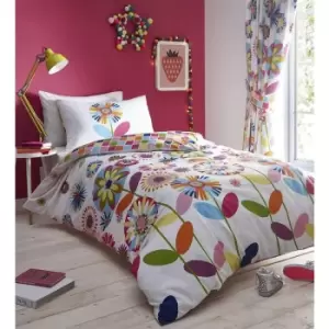 Candy Bloom Floral Reversible Single Duvet Cover Set Bright Colourful Bedding Set