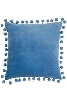 Dora Square Velvet Pom Pom Polyester Filled Cushion