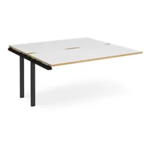 Bench Desk Add On 2 Person Rectangular Desks 1600mm White/Oak Tops With Black Frames 1600mm Depth Adapt