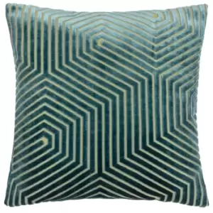 Evoke Cut Velvet Cushion Teal, Teal / 45 x 45cm / Polyester Filled