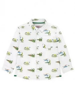 Cath Kidston Boys Dino Long Sleeve Shirt - Ivory, Size 7-8 Years