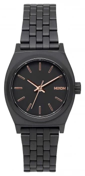 Nixon Small Time Teller All Black / Rose Gold Black IP Watch