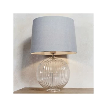 Endon Lighting Jemma & Mia - Table Lamp Clear Ribbed Glass & Charcoal Linen 1 Light IP20 - E27