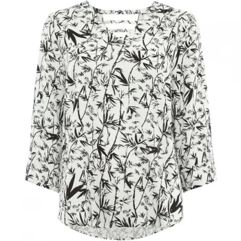Label Lab Bamboo Print Sally Back Woven Top - Black & White