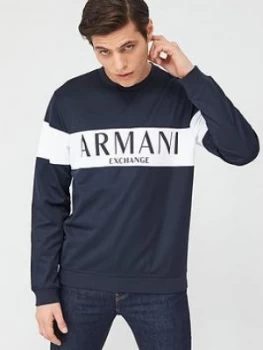 Armani Exchange Block Stripe Sweatshirt Navy Size L Men