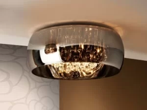 Argos 6 Light Dimmable Crystal Flush Ceiling Light with Remote Control Chrome, Mirror, G9