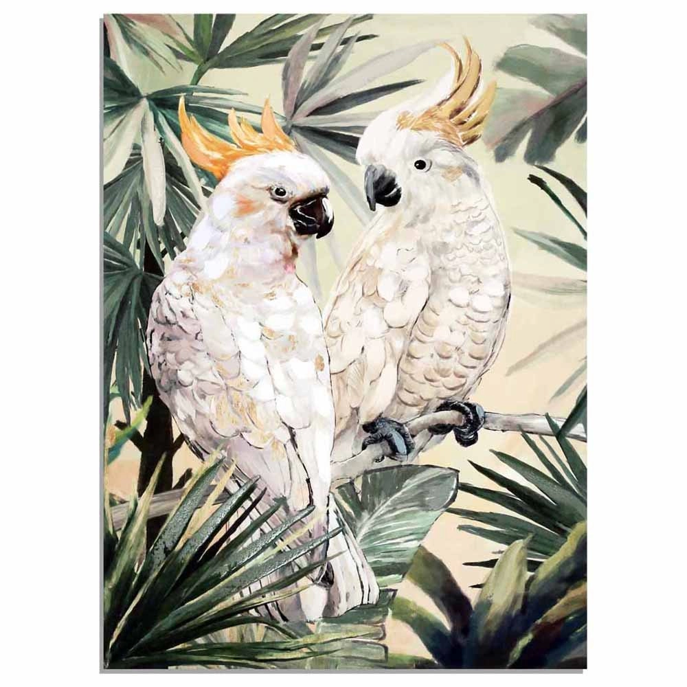 Arthouse Cockatoo Canvas 77 x 57cm 45%MDF,45%Polyester Canvas, 5% Metal, 5% Handpaint - wilko