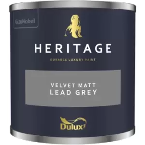 Dulux Heritage Velvet Matt Lead Grey Matt Emulsion Paint 125ml