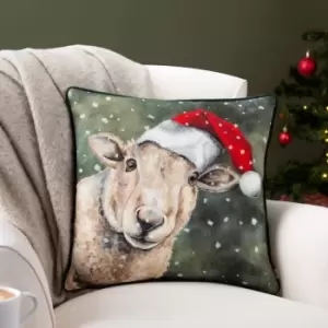 Christmas Sheep Cushion Multicolour, Multicolour / 43 x 43cm / Polyester Filled