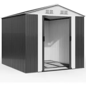 Gardebruk - Deuba Garden Metal Tool Shed Size and Colour Choice Galvanised Green Anthracite Brown Roofed Outdoor Storage 10x8ft, Grey