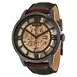 Fossil Men Townsman Automatic Black Leather Watch