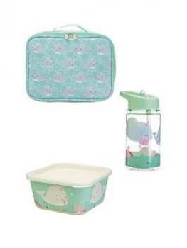 Sass & Belle Alma Narwhal Lunch Bag, Lunch Box And Water Bottle