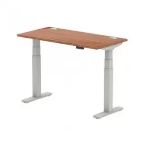 Air 1200/600 Walnut Height Adjustable Desk with Cable Ports with Silver Legs