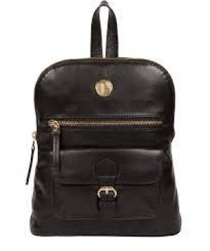 Pure Luxuries London Jet Black 'Zinnia' Leather Backpack