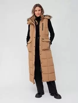 Superdry Vintage Ll Everest Fur Gilet - Beige, Beige, Size 8, Women