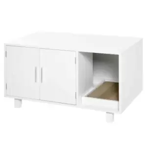 Pawhut Cat Litter Box Enclosure & House W/ Nightstand & End Table Design - White