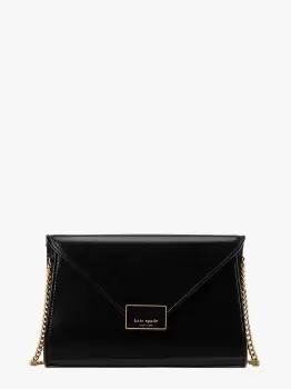 Kate Spade Anna Shiny Textured Leather Medium Envelope Clutch, Black, One Size