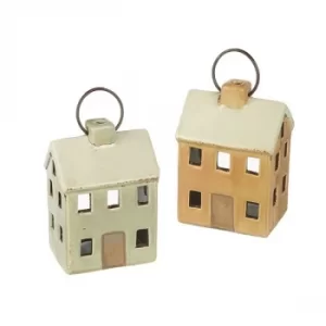Ceramic Houses T-Light Holders (Set of 4)