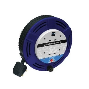 Masterplug Cassette Cable Reel 240V 10A 4-Socket Thermal Cut-Out Blue 15m