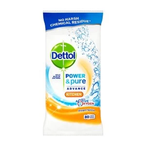 Dettol Power and Pure Kitchen Wipes - 80 Pack